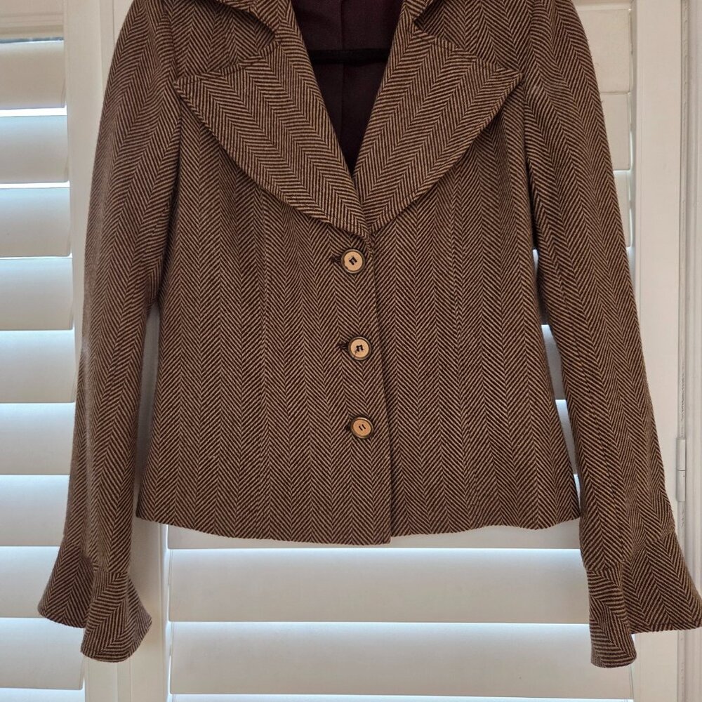 Designer Blazer, Brown Pattern, Size 8 NWT